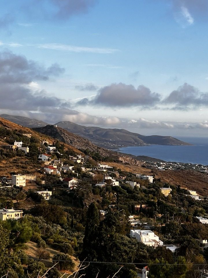 Hillside village with sea views
