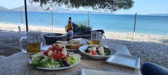 Greek food by the sea